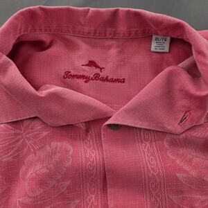 Tommy Bahama Shirt Men XL Hawaiian Floral 100% Silk Button Up Red